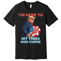 Disc Golf Funny Hit Trees And Curse Retro Disc Golf Premium T-Shirt