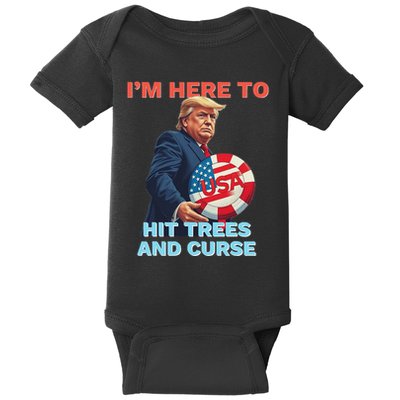 Disc Golf Funny Hit Trees And Curse Retro Disc Golf Baby Bodysuit