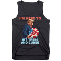 Disc Golf Funny Hit Trees And Curse Retro Disc Golf Tank Top