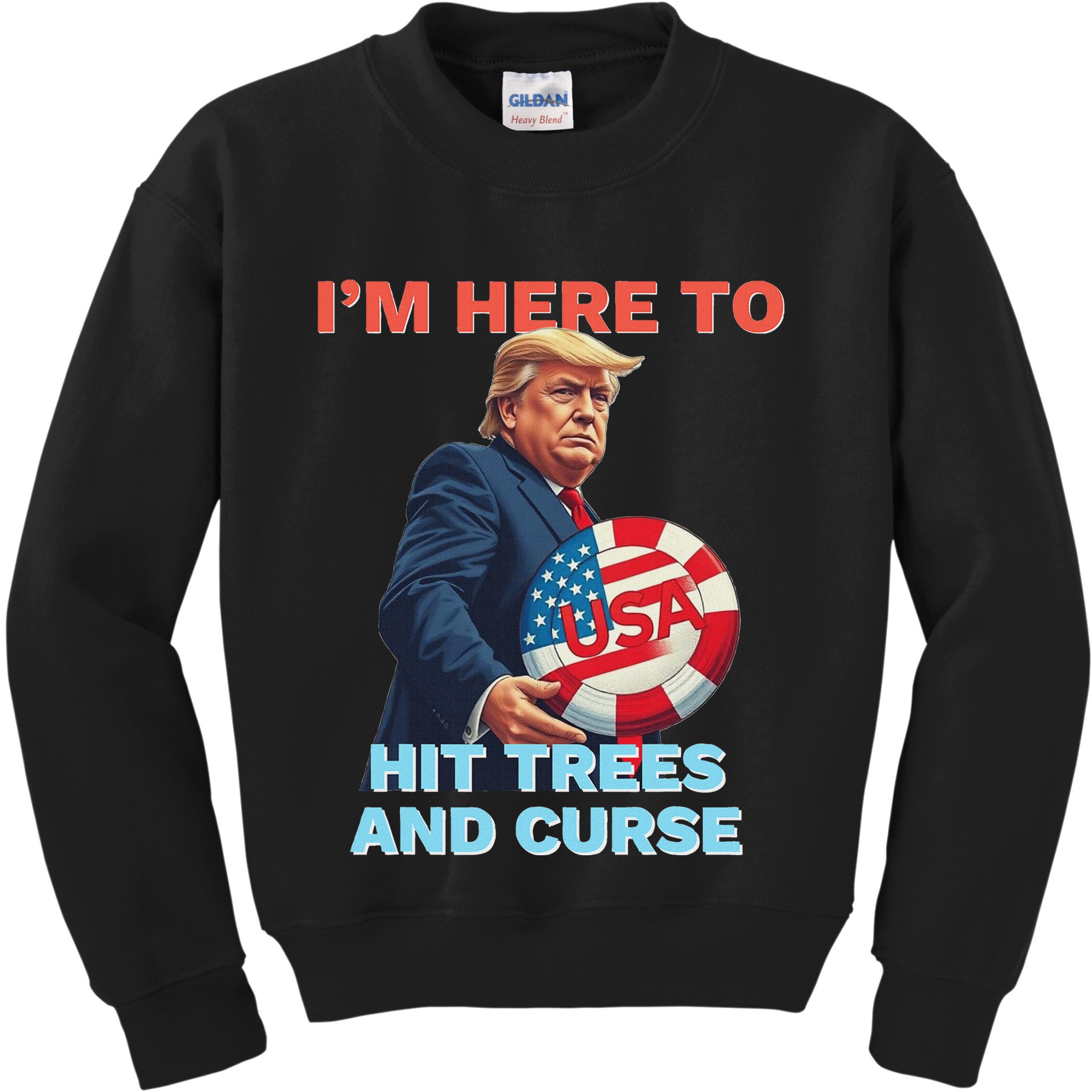 Disc Golf Funny Hit Trees And Curse Retro Disc Golf Kids Sweatshirt