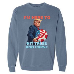 Disc Golf Funny Hit Trees And Curse Retro Disc Golf Garment-Dyed Sweatshirt