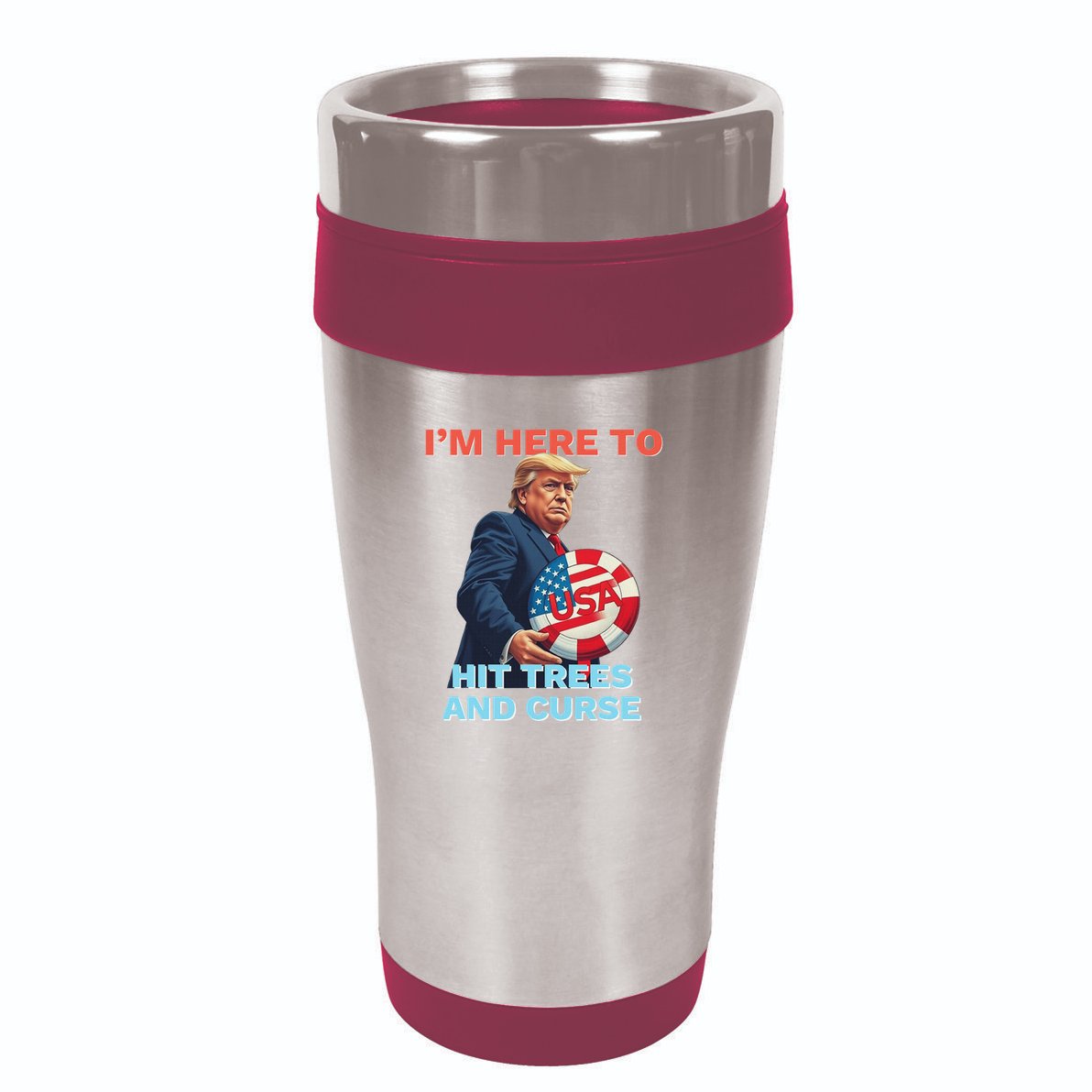 Disc Golf Funny Hit Trees And Curse Retro Disc Golf 16oz Travel Tumbler