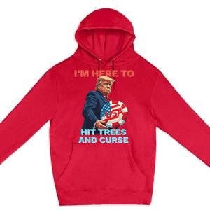 Disc Golf Funny Hit Trees And Curse Retro Disc Golf Premium Pullover Hoodie