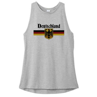 Deutschland Germany Flag Coat Of Arms Eagle Banner Ladies PosiCharge Tri-Blend Wicking Tank