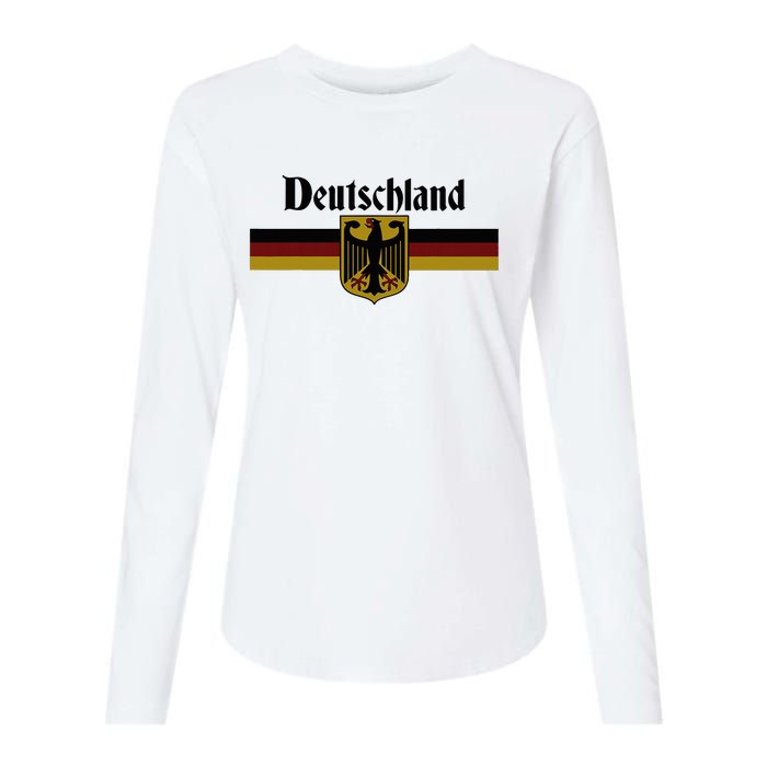 Deutschland Germany Flag Coat Of Arms Eagle Banner Womens Cotton Relaxed Long Sleeve T-Shirt