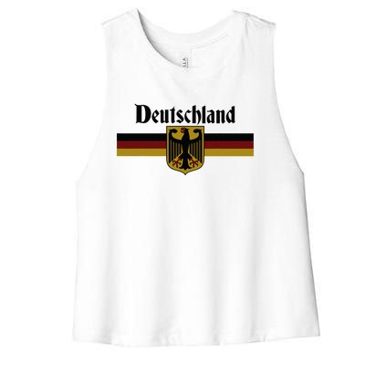 Deutschland Germany Flag Coat Of Arms Eagle Banner Women's Racerback Cropped Tank