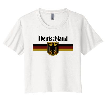 Deutschland Germany Flag Coat Of Arms Eagle Banner Women's Crop Top Tee