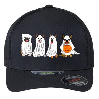 Dog Ghost Funny Halloween Mummy Dog Lover Matching Family Flexfit Unipanel Trucker Cap