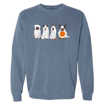 Dog Ghost Funny Halloween Mummy Dog Lover Matching Family Garment-Dyed Sweatshirt