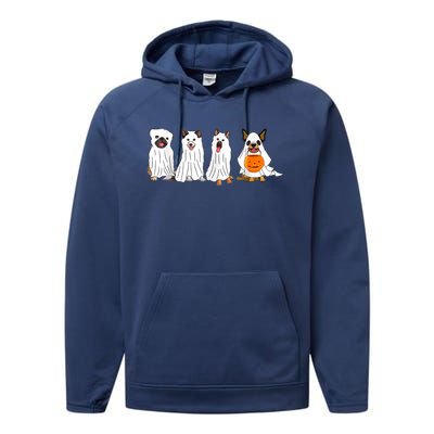 Dog Ghost Funny Halloween Mummy Dog Lover Matching Family Performance Fleece Hoodie