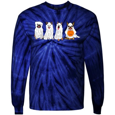 Dog Ghost Funny Halloween Mummy Dog Lover Matching Family Tie-Dye Long Sleeve Shirt