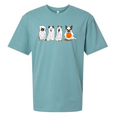 Dog Ghost Funny Halloween Mummy Dog Lover Matching Family Sueded Cloud Jersey T-Shirt