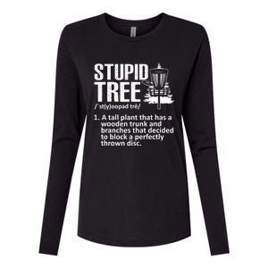 Disc Golf Funny Stupid Tree Disc Golf Player Team Womens Cotton Relaxed Long Sleeve T-Shirt