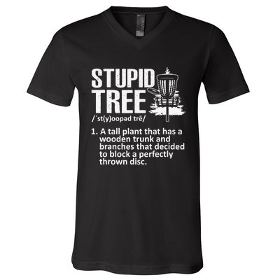 Disc Golf Funny Stupid Tree Disc Golf Player Team V-Neck T-Shirt