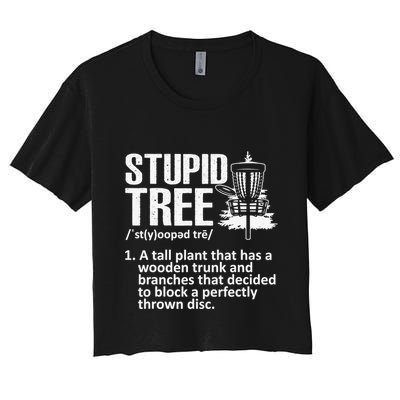 Disc Golf Funny Stupid Tree Disc Golf Player Team Crop Top