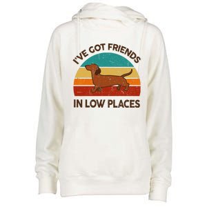 Dachshund Got Friends Low Places Funny WeinerDog Gift Womens Funnel Neck Pullover Hood