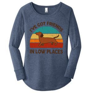 Dachshund Got Friends Low Places Funny WeinerDog Gift Women's Perfect Tri Tunic Long Sleeve Shirt