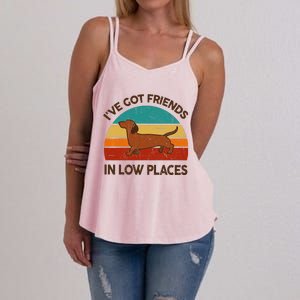 Dachshund Got Friends Low Places Funny WeinerDog Gift Women's Strappy Tank