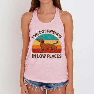 Dachshund Got Friends Low Places Funny WeinerDog Gift Women's Knotted Racerback Tank