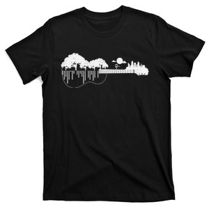 Disc Golf Flying Disc Cool Disc Golf Sunset Guitar T-Shirt