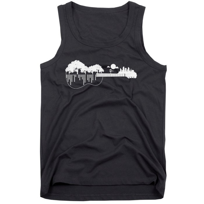 Disc Golf Flying Disc Cool Disc Golf Sunset Guitar Tank Top