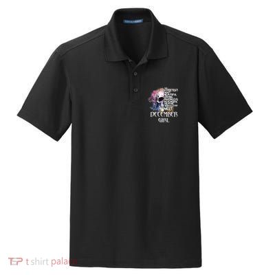 December Girl Funny Birthday Skull Woman Dry Zone Grid Polo