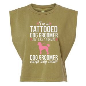 Dog Groomer Funny Tattooed Pet Grooming Puppy Care Garment-Dyed Women's Muscle Tee