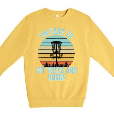 Disc Golf Funny Hit Trees And Curse Retro Disc Golf Gi T Premium Crewneck Sweatshirt