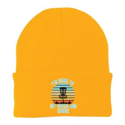 Disc Golf Funny Hit Trees And Curse Retro Disc Golf Gi T Knit Cap Winter Beanie