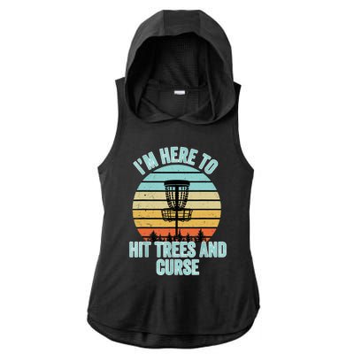 Disc Golf Funny Hit Trees And Curse Retro Disc Golf Gi T Ladies PosiCharge Tri-Blend Wicking Draft Hoodie Tank