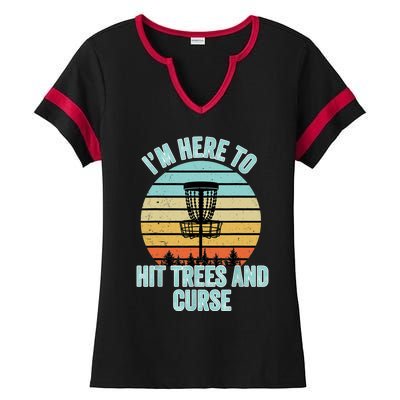 Disc Golf Funny Hit Trees And Curse Retro Disc Golf Gi T Ladies Halftime Notch Neck Tee