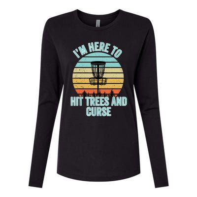 Disc Golf Funny Hit Trees And Curse Retro Disc Golf Gi T Womens Cotton Relaxed Long Sleeve T-Shirt