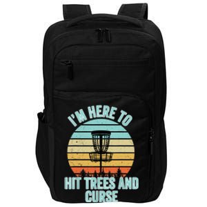 Disc Golf Funny Hit Trees And Curse Retro Disc Golf Gi T Impact Tech Backpack