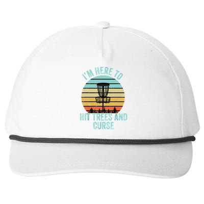 Disc Golf Funny Hit Trees And Curse Retro Disc Golf Gi T Snapback Five-Panel Rope Hat