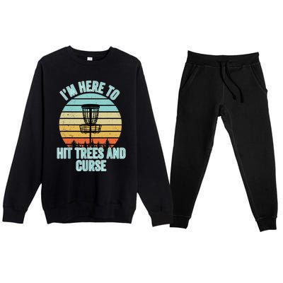 Disc Golf Funny Hit Trees And Curse Retro Disc Golf Gi T Premium Crewneck Sweatsuit Set