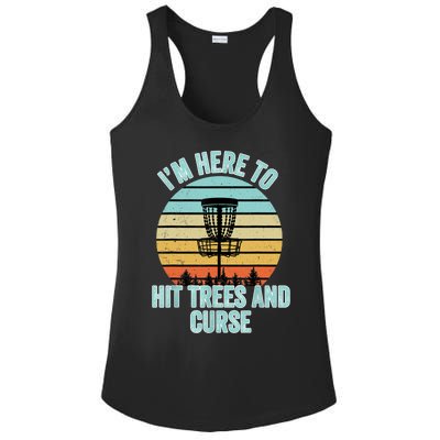 Disc Golf Funny Hit Trees And Curse Retro Disc Golf Gi T Ladies PosiCharge Competitor Racerback Tank