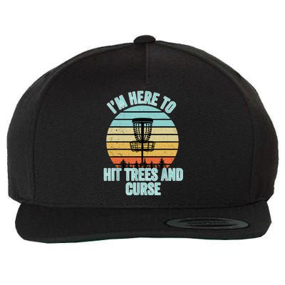 Disc Golf Funny Hit Trees And Curse Retro Disc Golf Gi T Wool Snapback Cap