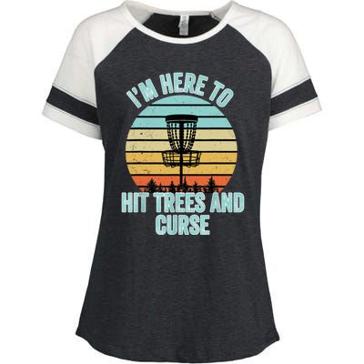 Disc Golf Funny Hit Trees And Curse Retro Disc Golf Gi T Enza Ladies Jersey Colorblock Tee