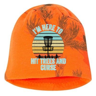 Disc Golf Funny Hit Trees And Curse Retro Disc Golf Gi T Kati - Camo Knit Beanie