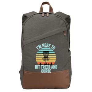 Disc Golf Funny Hit Trees And Curse Retro Disc Golf Gi T Cotton Canvas Backpack