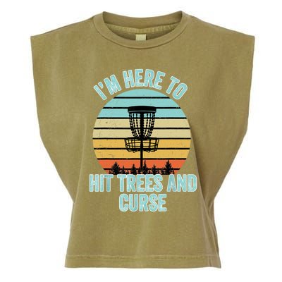 Disc Golf Funny Hit Trees And Curse Retro Disc Golf Gi T Garment-Dyed Women's Muscle Tee