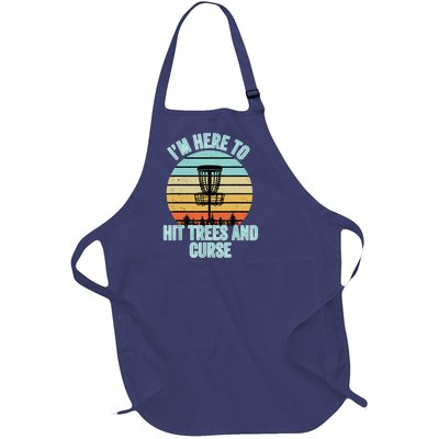 Disc Golf Funny Hit Trees And Curse Retro Disc Golf Gi T Full-Length Apron With Pockets