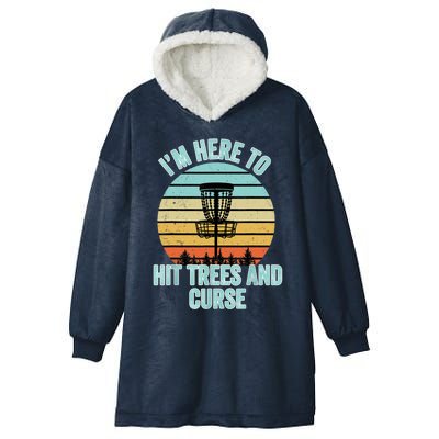 Disc Golf Funny Hit Trees And Curse Retro Disc Golf Gi T Hooded Wearable Blanket