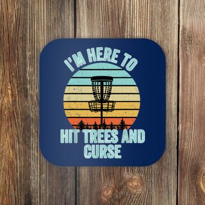 Disc Golf Funny Hit Trees And Curse Retro Disc Golf Gi T Coaster