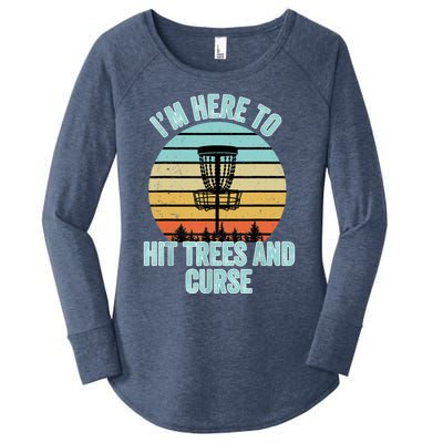 Disc Golf Funny Hit Trees And Curse Retro Disc Golf Gi T Women's Perfect Tri Tunic Long Sleeve Shirt