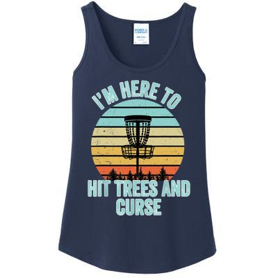 Disc Golf Funny Hit Trees And Curse Retro Disc Golf Gi T Ladies Essential Tank