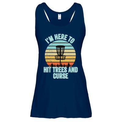 Disc Golf Funny Hit Trees And Curse Retro Disc Golf Gi T Ladies Essential Flowy Tank