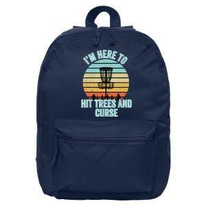 Disc Golf Funny Hit Trees And Curse Retro Disc Golf Gi T 16 in Basic Backpack