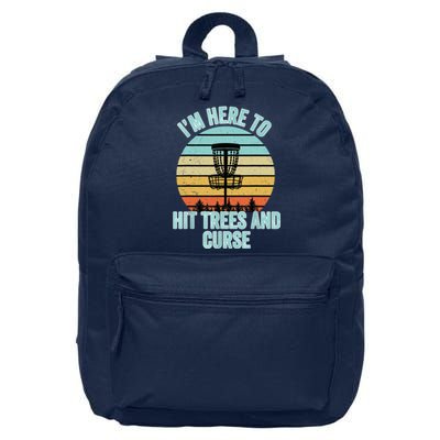 Disc Golf Funny Hit Trees And Curse Retro Disc Golf Gi T 16 in Basic Backpack