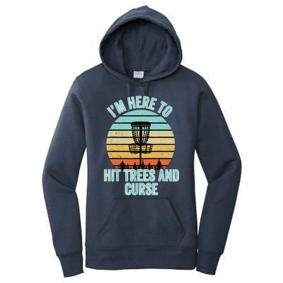 Disc Golf Funny Hit Trees And Curse Retro Disc Golf Gi T Women's Pullover Hoodie